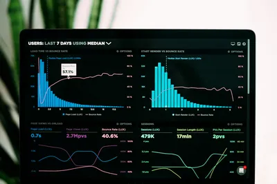 Data analysis charts representing business economics and ROI